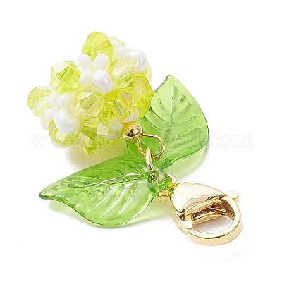 Подвесные украшения из акрила и стеклянного жемчуга HJEW-MZ00219-01-1