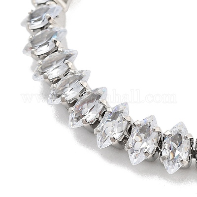 Браслеты-слайдеры из латуни с прозрачным кубическим цирконием и конским глазом BJEW-YWC0002-06B-P-1