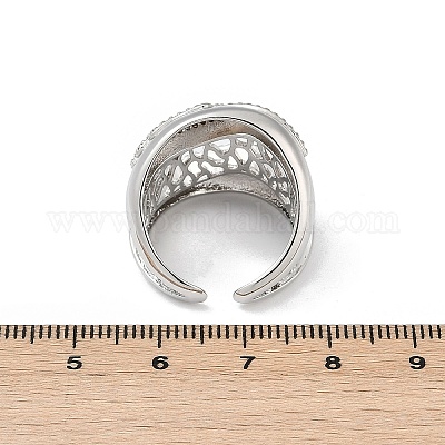 Открытые манжеты из латуни с микропаве и прозрачным цирконием для женщин RJEW-A059-05P-1