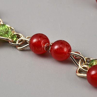 Комплект украшений для девочки: ожерелья с подвесками из вишневого железа и акрила SJEW-WH0008-11KCG-1