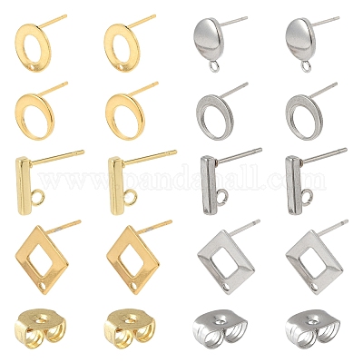 16 шт. 8 стиля фурнитуры для сережек-гвоздиков из нержавеющей стали 304 STAS-FS0001-84-1