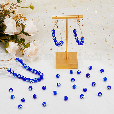 98 шт. круглые бусины ручной работы в технике лэмпворк от сглаза LAMP-DC0001-20-1