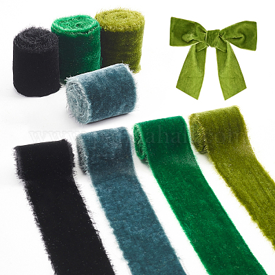 4 ярд двухцветной бахромчатой бархатной ленты SRIB-WR0001-08B-1