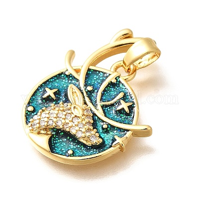 Латунные подвески с микропаве из прозрачного кубического циркония KK-R212-13G-06-1