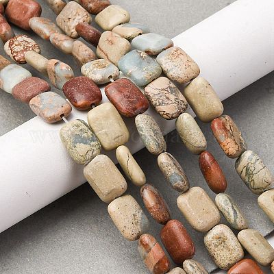 Натуральные бусины из аква терра яшмы G-L624-F03-14x10mm-1