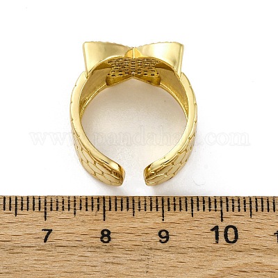 Латунные кольца-манжеты с микропаве и прозрачным цирконием для женщин RJEW-H248-08G-02-1