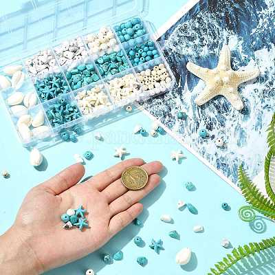 192шт 6 стиля синтетические бирюзовые бусины TURQ-FS0001-07-1