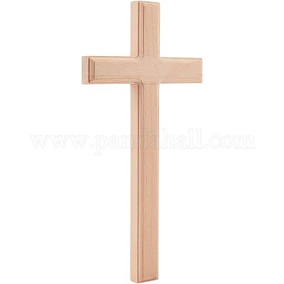 木製の十字架の壁の装飾 宗教のテーマ ベージュ 310x150x20mm 穴：18x9
