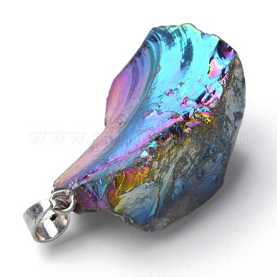 Грубые необработанные гальванические подвески из натурального кристалла кварца G-S282-15C-1