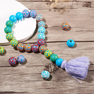 80шт 8 цвета деревянные бусины WOOD-FW0001-12-1