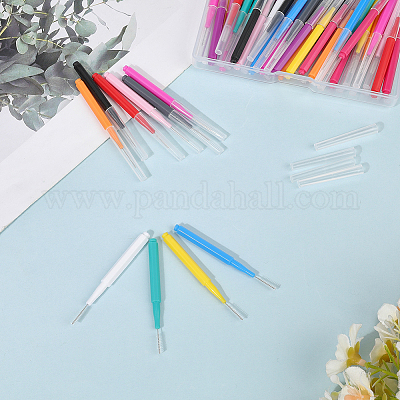 60 шт. 12-х цветные пластиковые щетки для чистки AJEW-CN0004-01-1