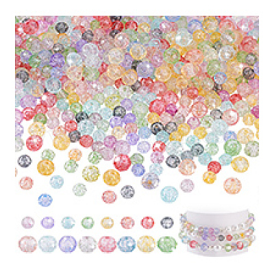 560 шт. 2 вида прозрачных стеклянных бусин с эффектом кракле CCG-PH0001-25-1