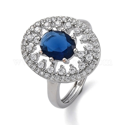 Регулируемые кольца из латуни с микропаве и цирконием для женщин RJEW-C118-08P-1