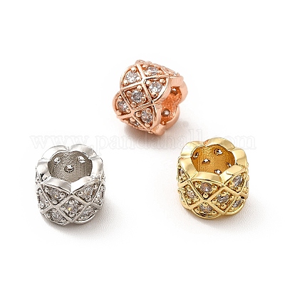 Реечное покрытие латунь микро паве прозрачный кубический цирконий европейские бусины KK-C010-57-1