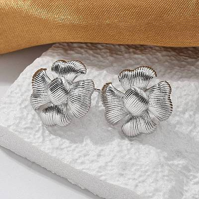 Серьги-гвоздики в виде цветка из латуни EJEW-R016-17P-1