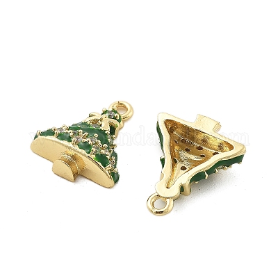 Рождественские тематические латунные подвески с микропаве и кубическим цирконием KK-L228-30D-G-1