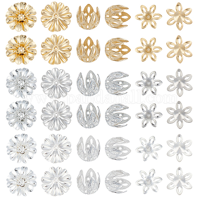 90шт. 9 набора латунных колпачков для бусин KK-ME0001-91-1