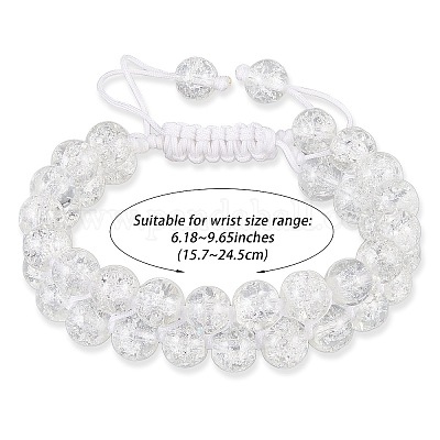 Сверкающий круглый плетеный браслет из стеклянных бусин BJEW-SW00082-01-1