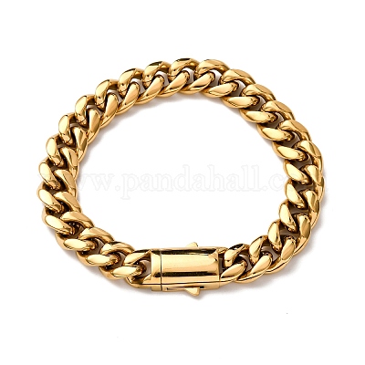 Браслеты из кубинских цепей из нержавеющей стали 304 для унисекс BJEW-K283-02C-G-1