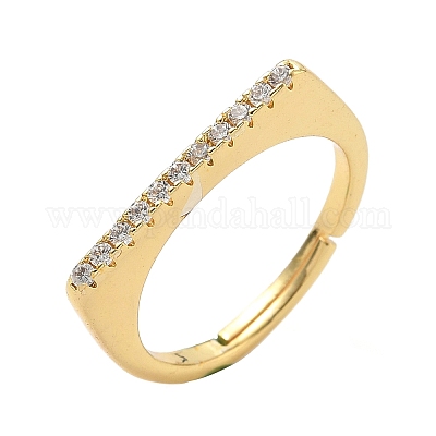 Латунные микро проложить пальцев кольца кубического циркония RJEW-H258-04G-1