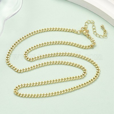 Ожерелья из латунной цепочки толщиной 3 мм NJEW-P339-03G-1