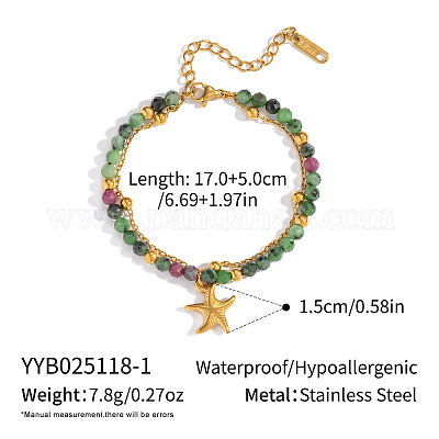 Минималистичные браслеты из натурального зеленого авантюрина и цепочек-спутников PC9260-1-1