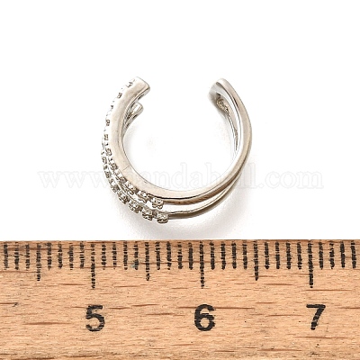 Серьги-каффы из латуни с прозрачным кубическим цирконием EJEW-Q025-03A-P-1