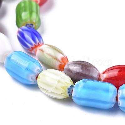 Овальная ручной Millefiori бисер пряди LK-R004-38-1