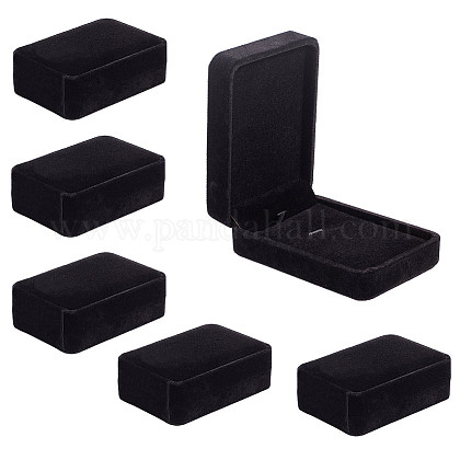 ベルベットペンダントボックス  長方形  ブラック  10.2x7.1x3.7cm VBOX-WH0002-10A-1