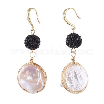 Boucles d'oreilles perle keshi perle baroque naturelle EJEW-JE03907-03-1