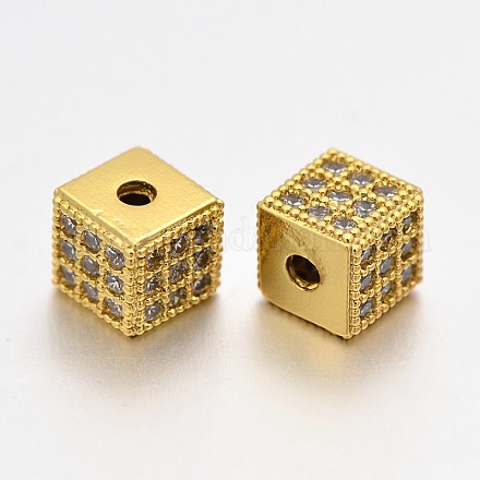 Micro en laiton à la mode ouvrent perles cube de zircone cubique ZIRC-J009-01G-1