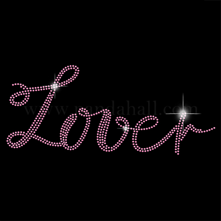 SUPERDANT Lover Rhinestone Iron on Heat Transfer Decal Letters Bling Clothing Repair Decoration for T-Shirt Hat Jacket Bags Shoes Valentine's Day DIY Accessories DIY-WH0303-228-1