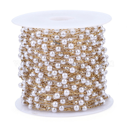 ABS Plastic Pearl Round Beaded Chains CHS-N003-16-1