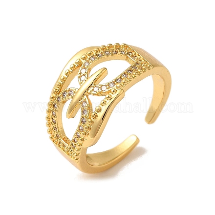 Кольца-манжеты из латуни с микро-паве и прозрачным циркониевым покрытием для женщин RJEW-G325-13D-G-1