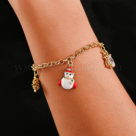 Рождественские браслеты с подвесками из латуни и кубическими циркониями LX6041-1
