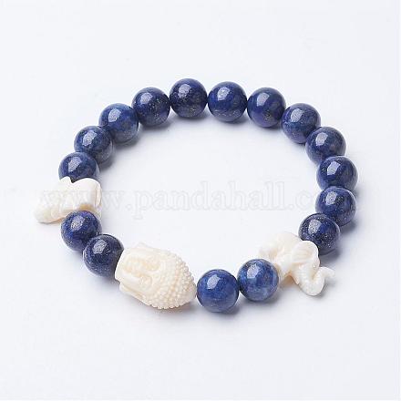 Natural Lapis Lazuli Stretch Bracelets BJEW-JB02788-03-1