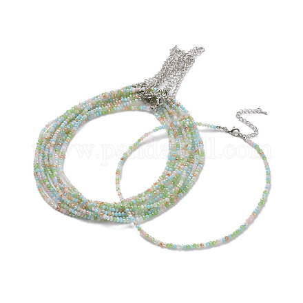Facettierte Unterlegscheibe-Glasperlen-Halskette für Frauen NJEW-M208-01C-1