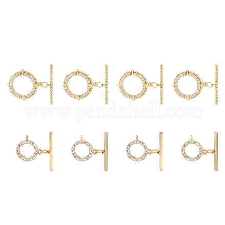 Dicosmetic 8 set 2 stili in ottone micro pavé di chiusure a levetta in zirconi cubici trasparenti KK-DC0003-40-1