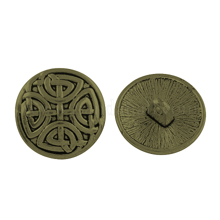Tibétain demi de style alliage ronde boutons à queue X-TIBE-Q044-05AB-NR-1