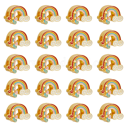 Dicosmetic 20 Uds. Cuentas de nube y arcoíris cuentas esmaltadas de arcoíris kawaii cuentas temáticas de clima de oro mate cuentas con orificio grande cuentas sueltas europeas de 4mm cuentas de aleación para hacer joyas MPDL-DC0001-03-1