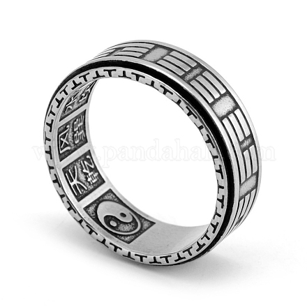 Yin-yang Taiji Titanium Steel Rotating Finger Ring PW-WG64210-03-1
