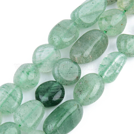Perles vertes naturelles quartz fraise brins G-S359-148-1