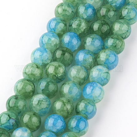 Chapelets de perles en verre craquelé peint DGLA-Q023-4mm-YS46-1