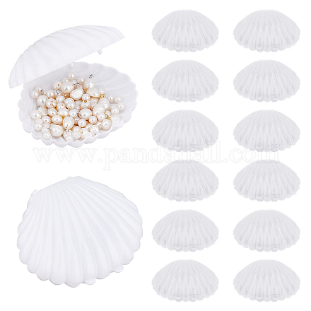 Пластиковый ящик для хранения конфет в форме ракушки AJEW-WH0472-90C-1