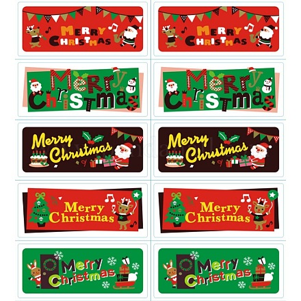 シールステッカー  ラベル貼付絵ステッカー  クリスマステーマ  ミックスカラー  60x25mm  10pcs /シート AJEW-L062-09-1