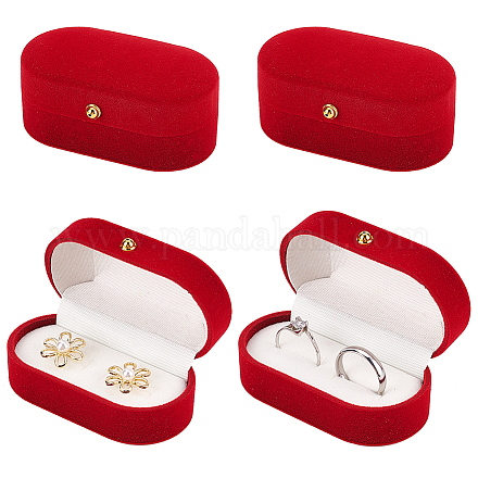 Boîte à bijoux ovale en velours VBOX-WH0013-02-1