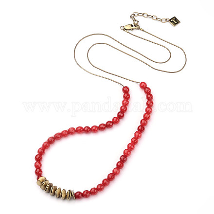 Agate naturelle collier de perles rondes NJEW-L412-01-1