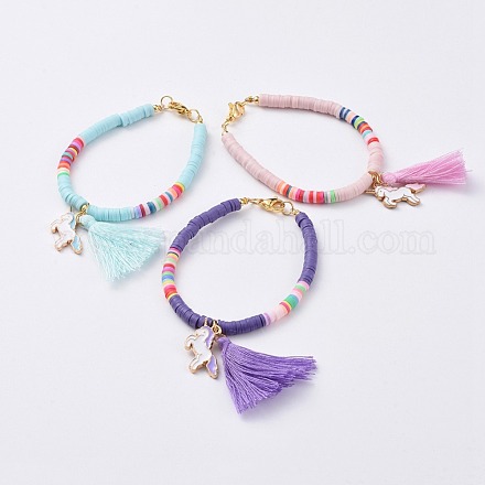 Handmade Polymer Clay Beads Kids Bracelets BJEW-JB04773-M-1