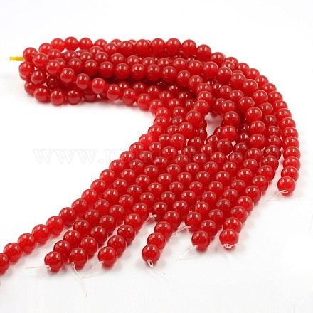 Dyed Natural White Jade Round Bead Strands G-J268-6mm-02-1