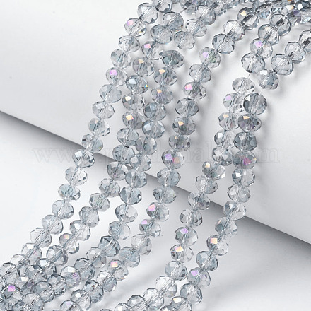 Electroplate Transparent Glass Beads Strands EGLA-A034-T6mm-F10-1
